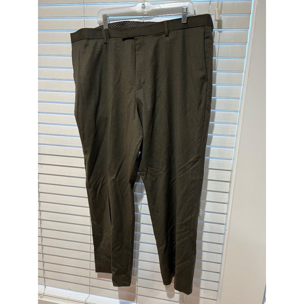 Banana Republic Mens 40x32 Standard Fit Wool Dress Pants Olive Brown Flat‎ Front